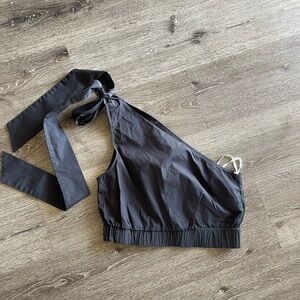 Cara Cara black Asymmetrical Tie Front Tank Top